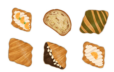 set of croissant painting