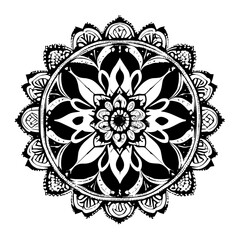 Flower clipart vector design black and white