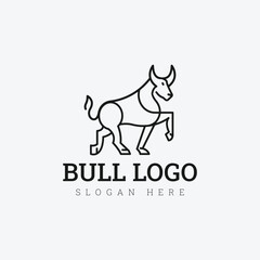 monoline bull logo. luxury design. vector icon illustration