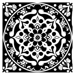 Flower clipart vector design black and white