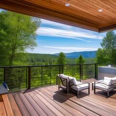 10 A deck with a hot tub, loungers, and a view of the surrounding landscape4, Generative AI