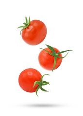 Whole Tomato falling in the air isolated on transparent background. PNG