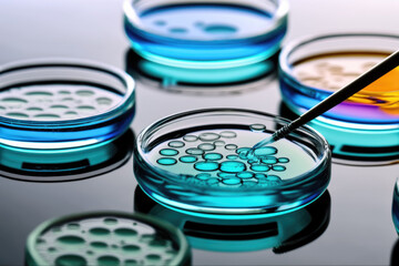 Petri dishes medical lab. Generative Ai - obrazy, fototapety, plakaty