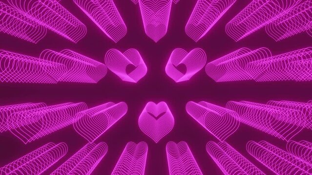 Love heart multiple shapes abstract neon purple color