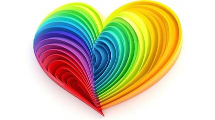 Symbol of LGBT Love rainbow heart shape on white background. Gay pride rainbow symbolic in heart shapes.