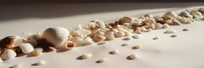 Fototapeta premium Background of light beach sand with space for text. With Generative AI tehnology