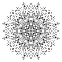 Coloring book Lace pattern The tattoo. Vector Mandala. Floral. Flower. Oriental. Book Page. Outline.Vector abstract mandala pattern. Art on the wall. Simple
