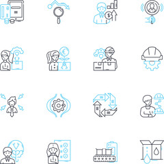 Fototapeta premium Advertising campaign linear icons set. Creativity, Strategy, Branding, Targeting, Engagement, Messaging, Concept line vector and concept signs. Promotion,Communication,Impact outline illustrations