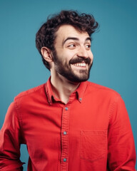 Freundlicher Lächelnder Verkäufer Business Mann Portrait Illustration (Generative AI) Digital Art Hintergrund Cover Mono Background 