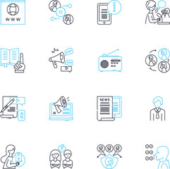 Human interaction linear icons set. Communication, Empathy, Collaboration, Respect, Negotiation, Understanding, Diplomacy line vector and concept signs. Harmony,Relationship,Dialogue outline