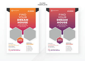 Dream house real estate flyer template and brochure leaflet cover design	