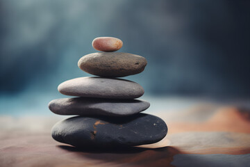Concept Of Harmony And Balance. Rock Zen on a calm background. 
Generative AI.
