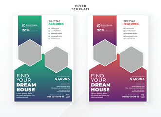 Dream house real estate flyer template and brochure leaflet cover design	