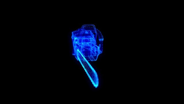 Gas chain saw. Professional instrument, working tool. Mesh formation of 3d Model