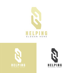Logo hand design icon template. For business logo, symbol of help, cooperation, team work.