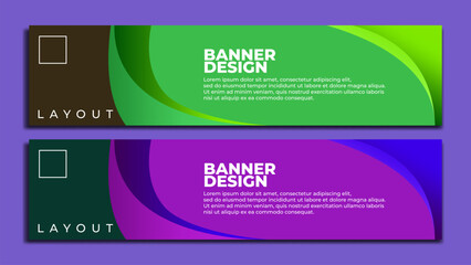 Modern wavy banner template design with green and blue color