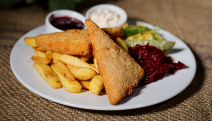 ser smażony z frytkami