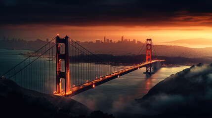 Fototapeta premium Golden Gate Bridge. Breathtaking travel destination place. Generative AI
