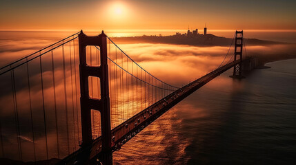 Fototapeta na wymiar Golden Gate Bridge. Breathtaking travel destination place. Generative AI