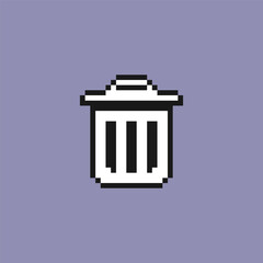 pixel art trash icon with black and white color ,good for your game asset and project.