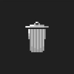 pixel art trash icon with silver color ,good for your game asset and project.