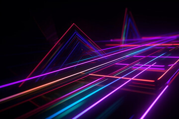 Fototapeta na wymiar Futuristic abstract colorful vector background with glowing electric bright neon lines. Generative ai