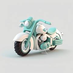 Cute animated 3d rendered icon of a motorcycle Disney style , Generative Ai