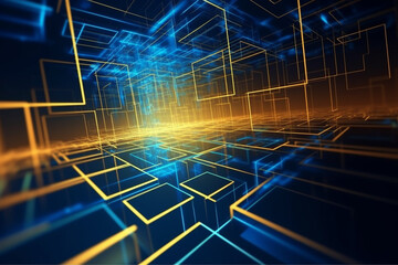 Abstract colorful metaverse and tech background.Generative ai.