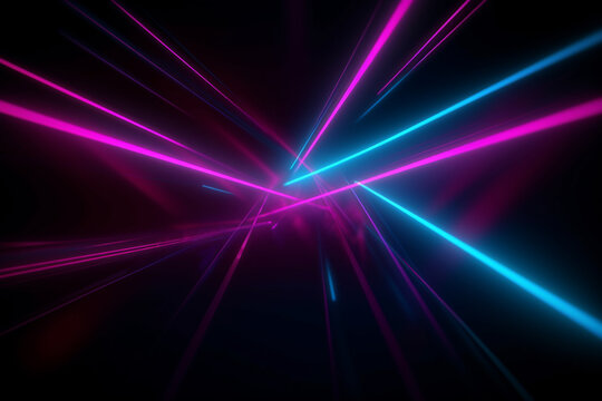 Futuristic abstract colorful vector background with glowing electric bright neon lines. Generative ai © erika8213