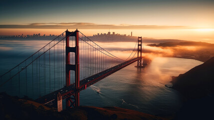Golden Gate Bridge. Breathtaking travel destination place. Generative AI