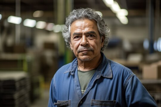 Hispanic Factory Worker In His Late 50s Stands Proudly On The Factory Floor. His Confident Demeanor And Dedicated Work Ethic Reflect A Sense Of Accomplishment And Expertise In His Field, Generative Ai