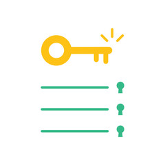 key takeaway with minimal checklist. flat simple trend modern logo graphic design isolated on white. concept of highlight the main points in the report or text and basic moments in document or book