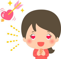 ハートを射抜かれて目がハート型の女性