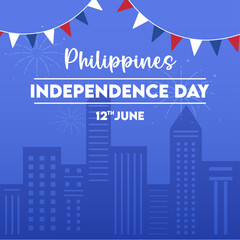 Philippines Independence Day Vector Illustration Hand Drawn creative with Flag Symbol