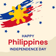 Philippines Independence Day Vector Illustration Hand Drawn creative with Flag Symbol