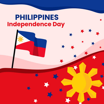 Philippines Independence Day Vector Illustration Hand Drawn creative with Flag Symbol
