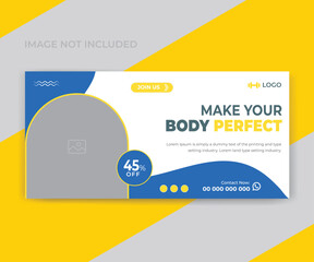 Gym and fitness social media web banner template
