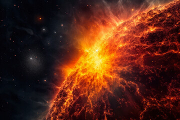 flare in the sun, fiery explosion in the universe generative ai