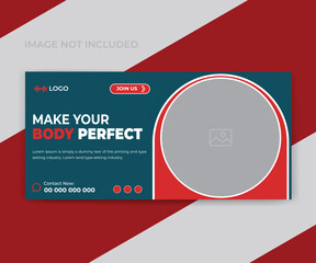 Make your body perfect gym web banner design template
