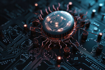 Obraz premium powerful futuristic computer processor generative ai