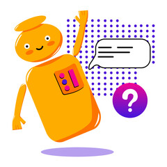 Chatbot help. Robot. Artificial intelligence talks and helps customers. Messages from the bot. Future technology. Vector doodle  illustration