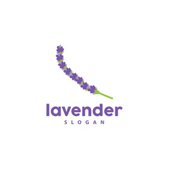 Lavender Logo, Simple Elegant Purple Flower Plant Vector, Greeting Card Design, Banner, Flower Ornament, Lavender Hand Drawn Wedding, Icon Symbol Illustration