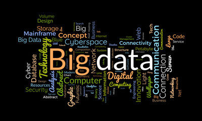 Word cloud background concept for Big data. Internet technology network with cloud data analysis concept. vector illustration.