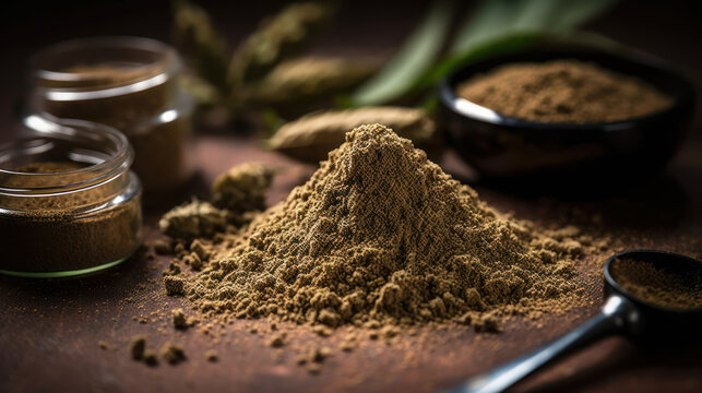 strong cannabis kief, trichome hash with high thc generative ai