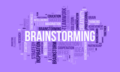 Obraz premium Word cloud background concept for Brainstorming. Creative innovation, brainstorm idea, strategy of business success. vector illustration.