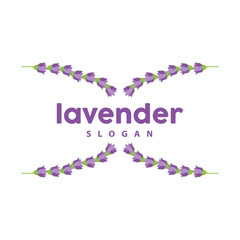 Lavender Logo, Simple Elegant Purple Flower Plant Vector, Greeting Card Design, Banner, Flower Ornament, Lavender Hand Drawn Wedding, Icon Symbol Illustration