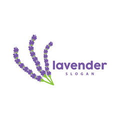 Lavender Logo, Simple Elegant Purple Flower Plant Vector, Greeting Card Design, Banner, Flower Ornament, Lavender Hand Drawn Wedding, Icon Symbol Illustration