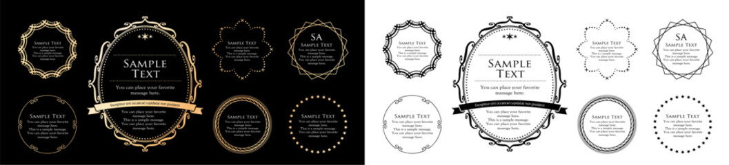 高級感のあるビンテージ調のフレームデザインセット　罫線　枠　ウエディング　ビンテージ　アンティーク	
