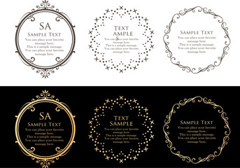 高級感のあるビンテージ調のフレームデザインセット　罫線　枠　ウエディング　ビンテージ　アンティーク	
