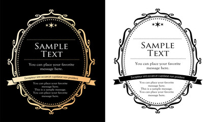 高級感のあるビンテージ調のフレームデザインセット　罫線　枠　ウエディング　ビンテージ　アンティーク	
